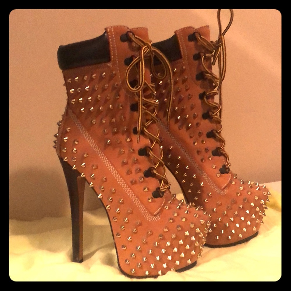 Studded platform boots